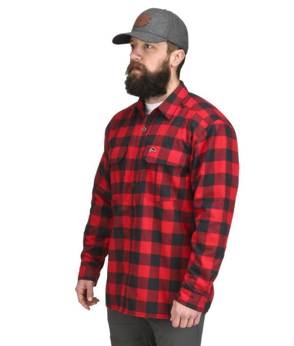 Simms Coldweather Shirt Red Buffalo Plaid Model Simms Coldweather Shirt Red Buffalo Plaid Model